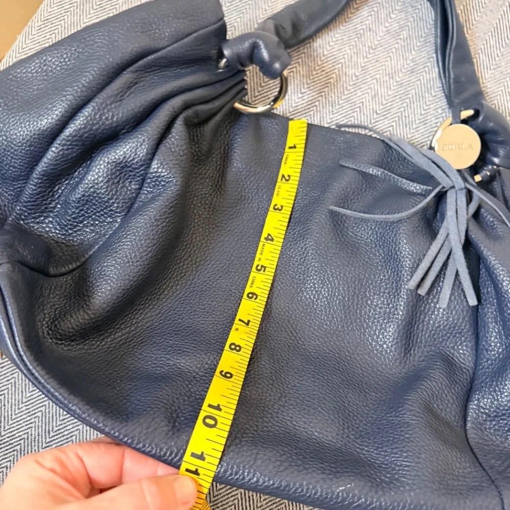 FURLA - Navy Pebbled Leather Hobo Bag